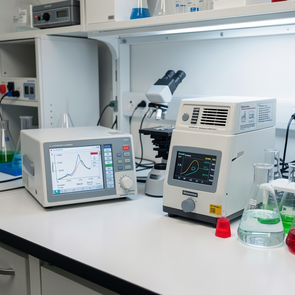 Independent laboratory analysis report showing elemental concentration values for zinc magnesium and vitamin D with measurement instrumentation visible on a laboratory bench under controlled lighting